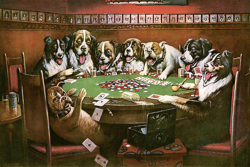 coolidge dogs playing poker