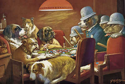 Cassius Marcellus Coolidge "Psy grające w pokera"