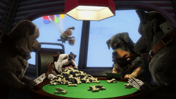 Dogs playing poker in “Up”